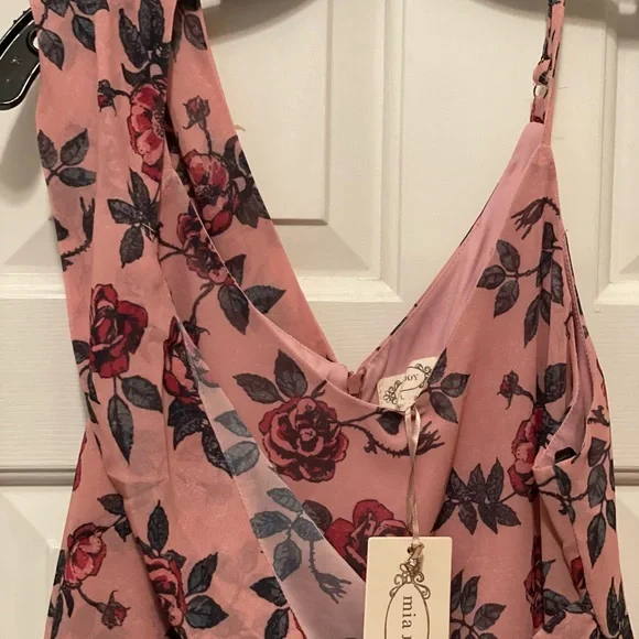Mia Joy Colette Dress maxi rose floral NWTs ashes of roses  💐 Sz Large JOYFOLIE - Picture 8 of 11